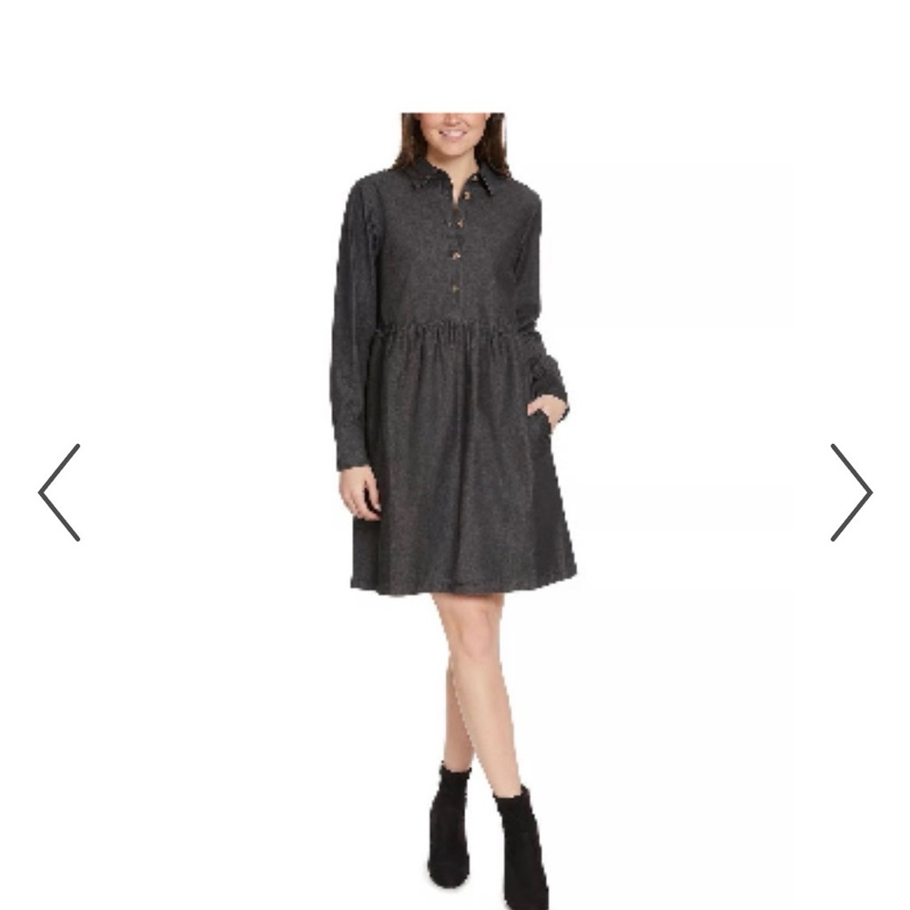 Nine West Black light weight denim dress - size L . Great ALL Season dress